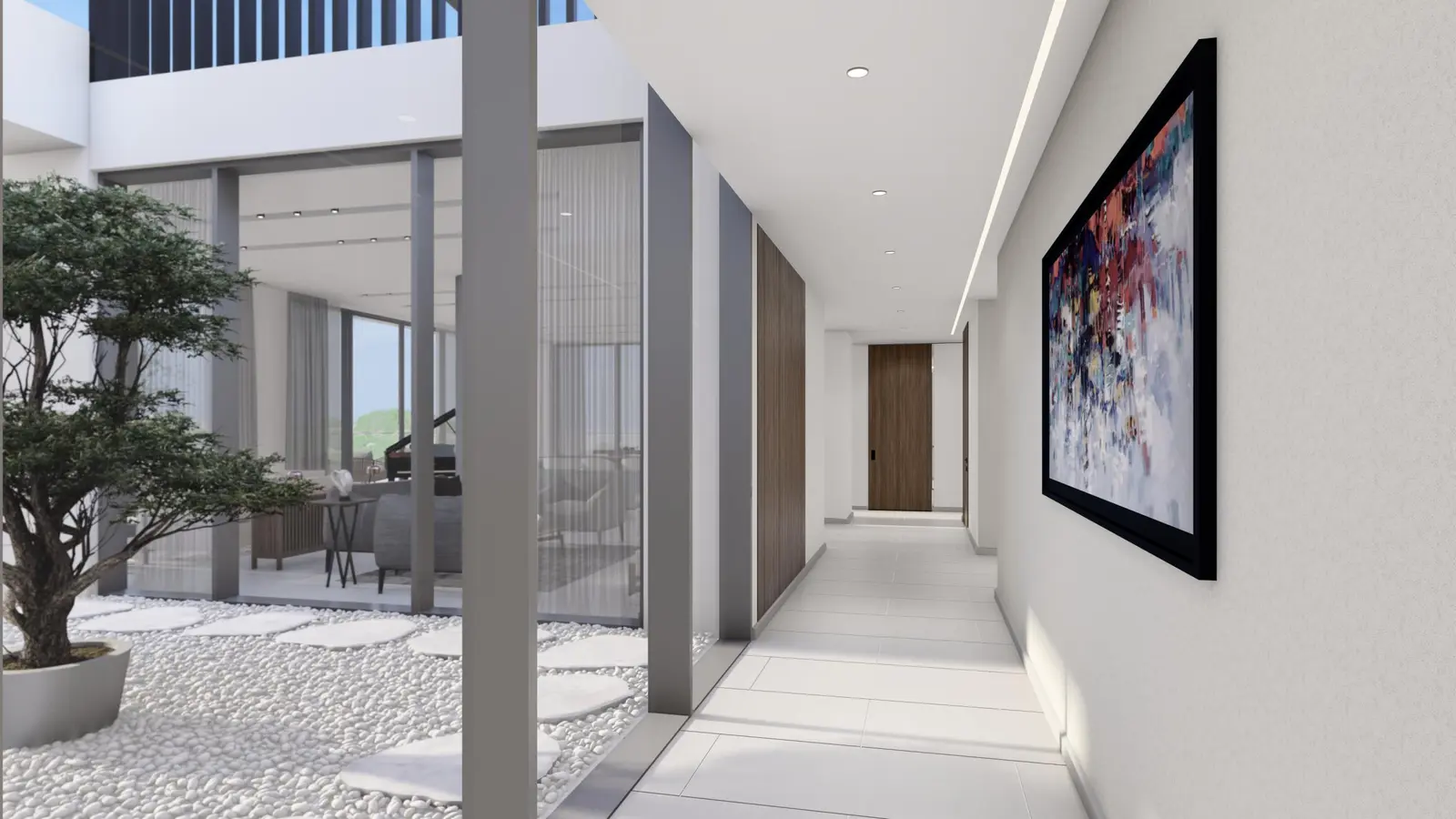 Modern living room at Canal by M with floor‑to‑ceiling windows and 3.1m ceilings