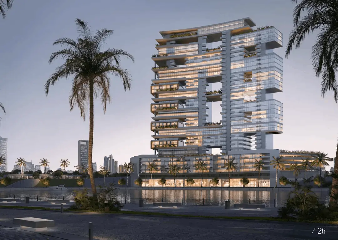 Aerial view of Radiant Marina Towers showcasing Al Reem Island waterfront and luxury residential towers.png
