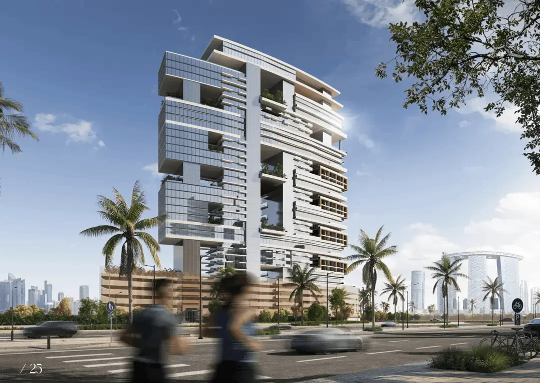 Radiant Marina Towers facade on Al Reem Island with waterfront and city skyline in the background.png