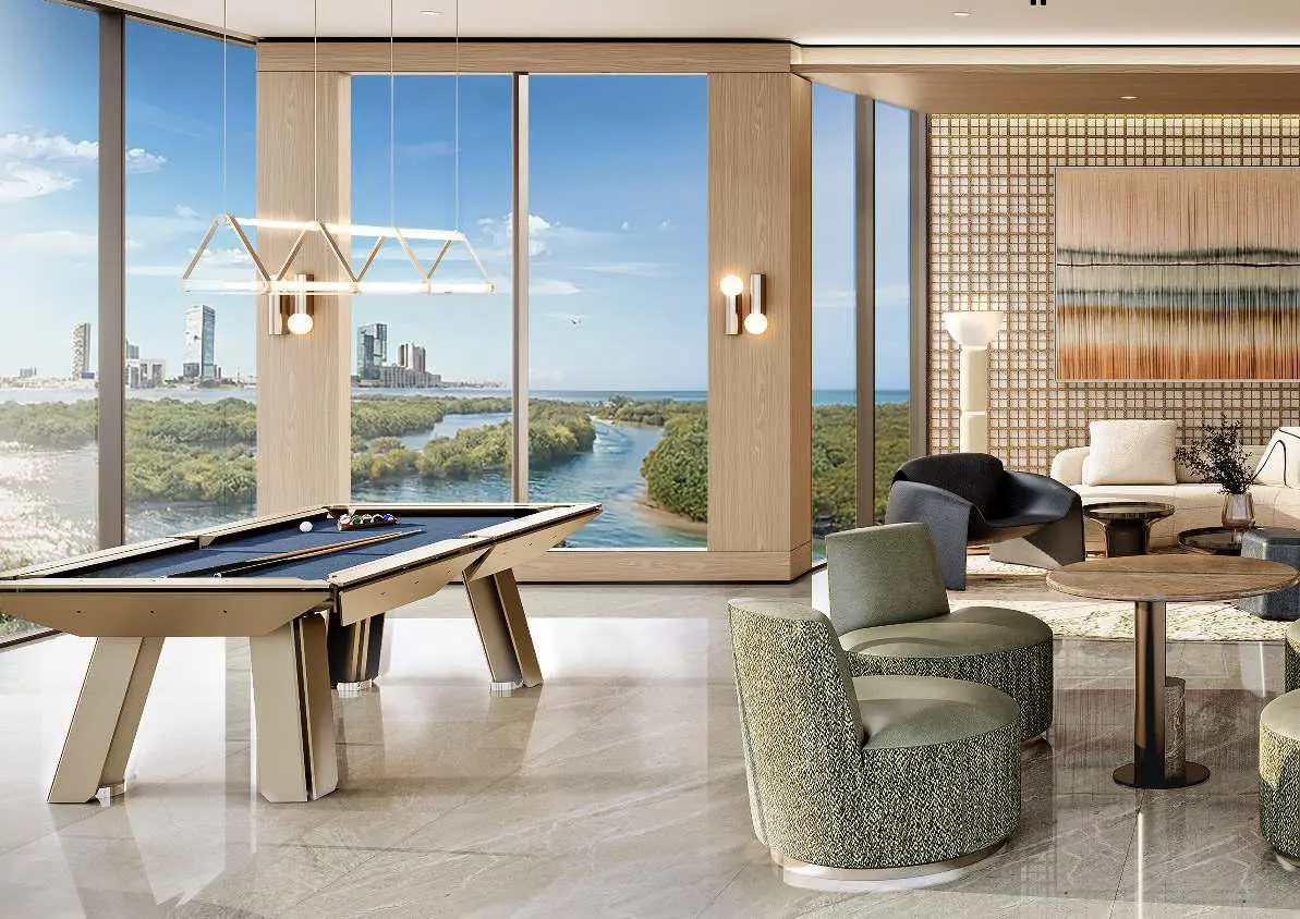 Recreational lounge with snooker table at Radisson Residences Phase 2 Tower 3 Al Reem Island