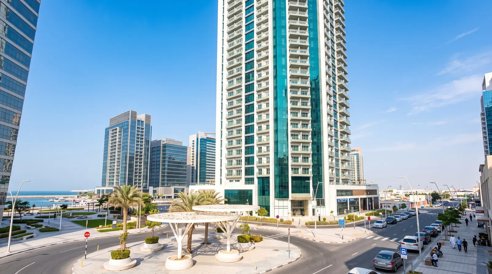 Entrance driveway exterior view at Sea Side Tower on Al Reem Island Abu Dhabi