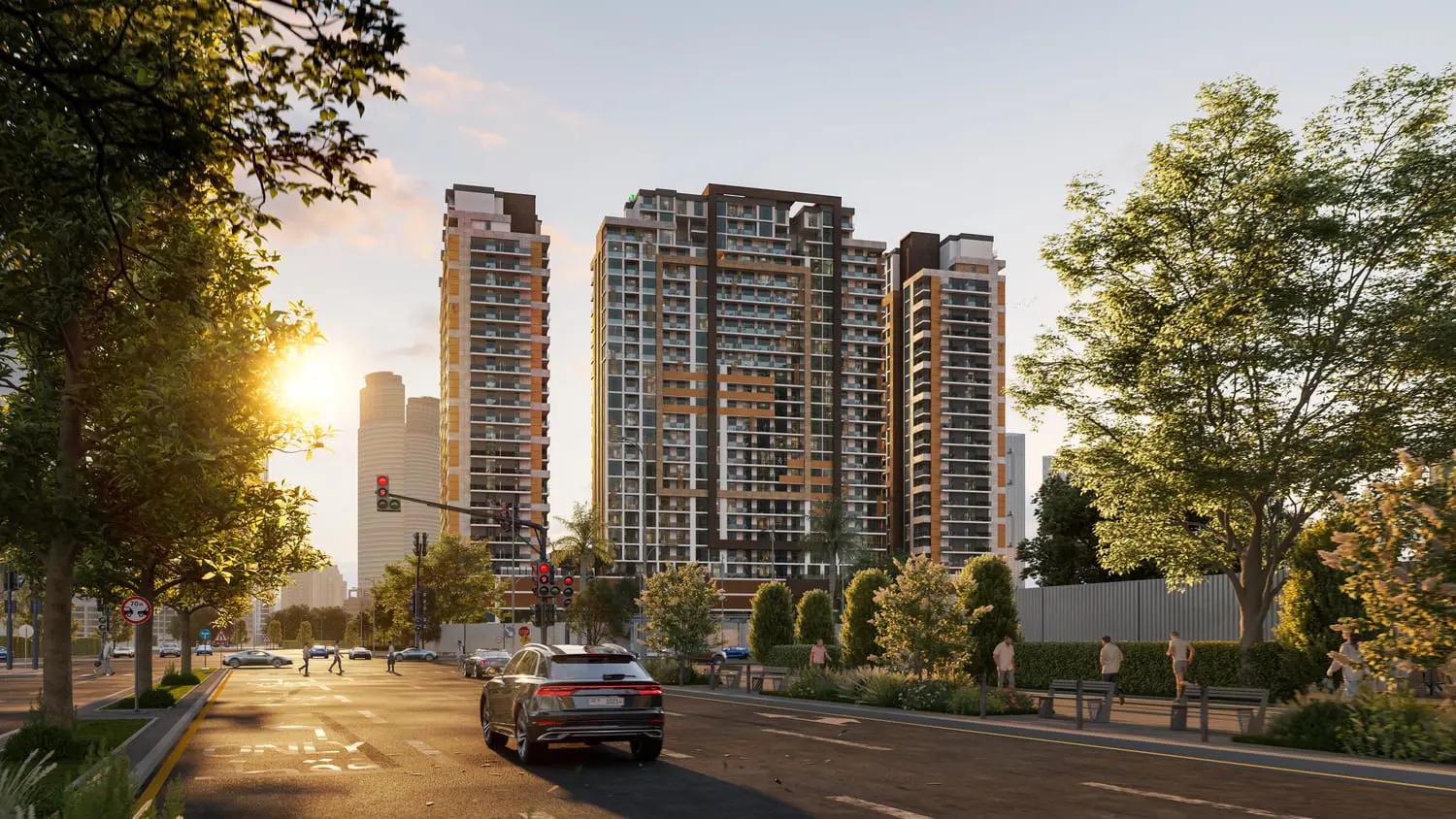 Balcony exteriors along The District facade Al Reem Island Abu Dhabi towers