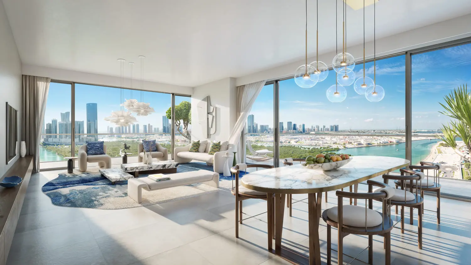 Rivage at Reem Island dining area interior with open-plan layout, Al Reem Island Abu Dhabi luxury apartment