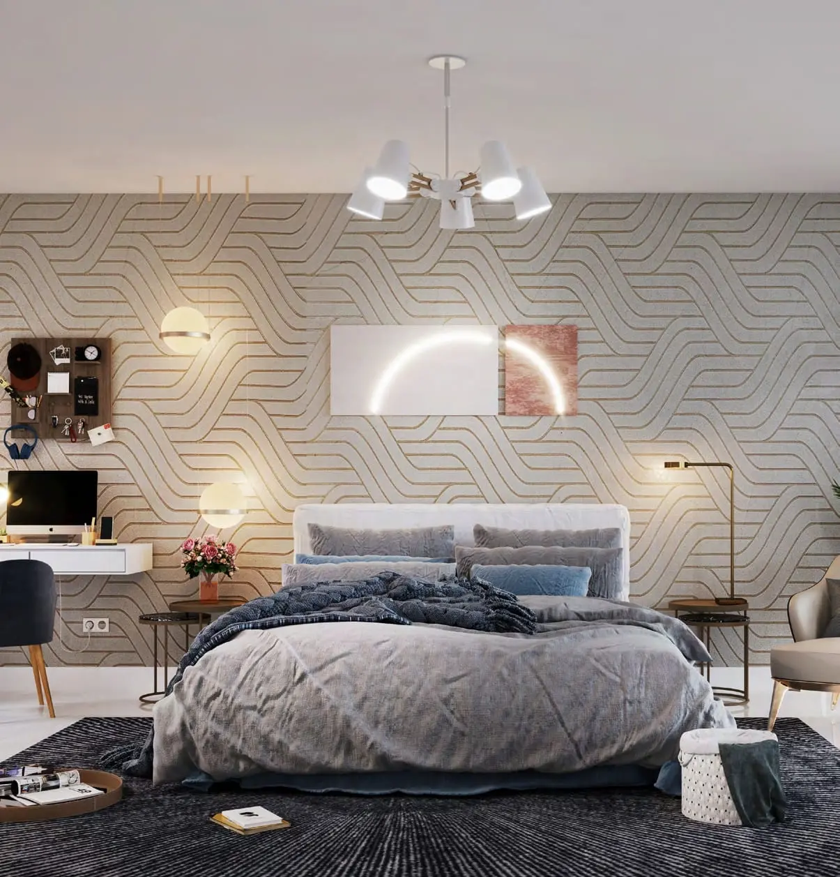 Vista 3 Al Reem Island Abu Dhabi contemporary bedroom with elegant finishes and abundant natural lighting.