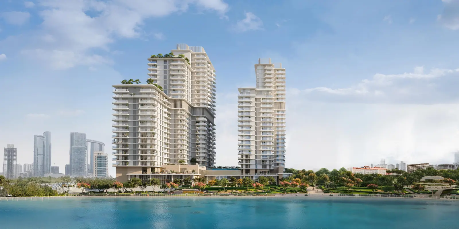 Community walking paths surrounded by lush greenery near Muheira residential towers on Reem Island, Abu Dhabi..jpg