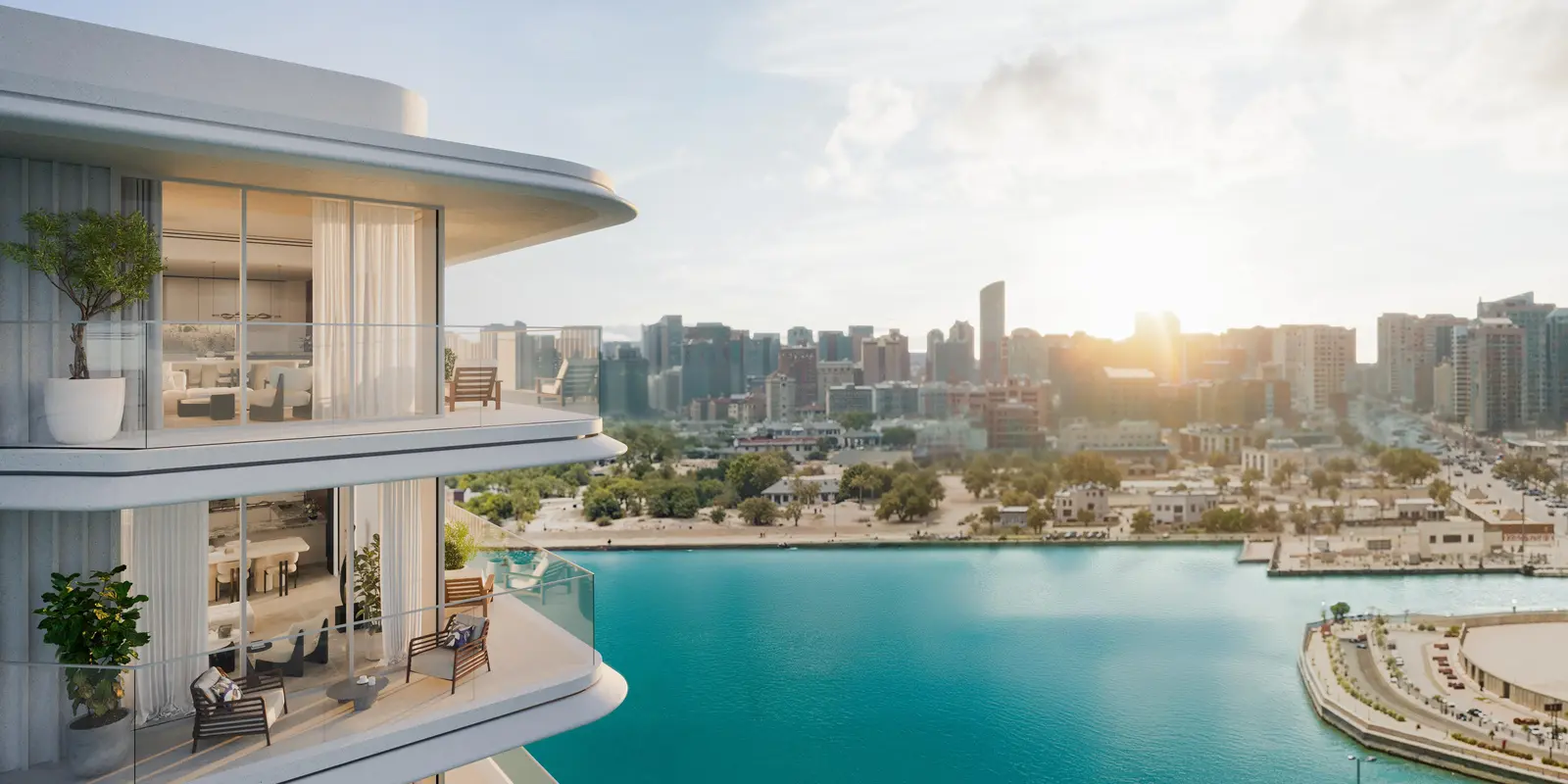 Exterior view of Muheira towers on Reem Island, Abu Dhabi, highlighting modern architecture and waterfront setting.jpg