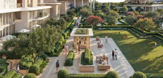 View of Muheira’s canal promenade and outdoor gardens on Reem Island, Abu Dhabi, ideal for leisure and walks..jpg