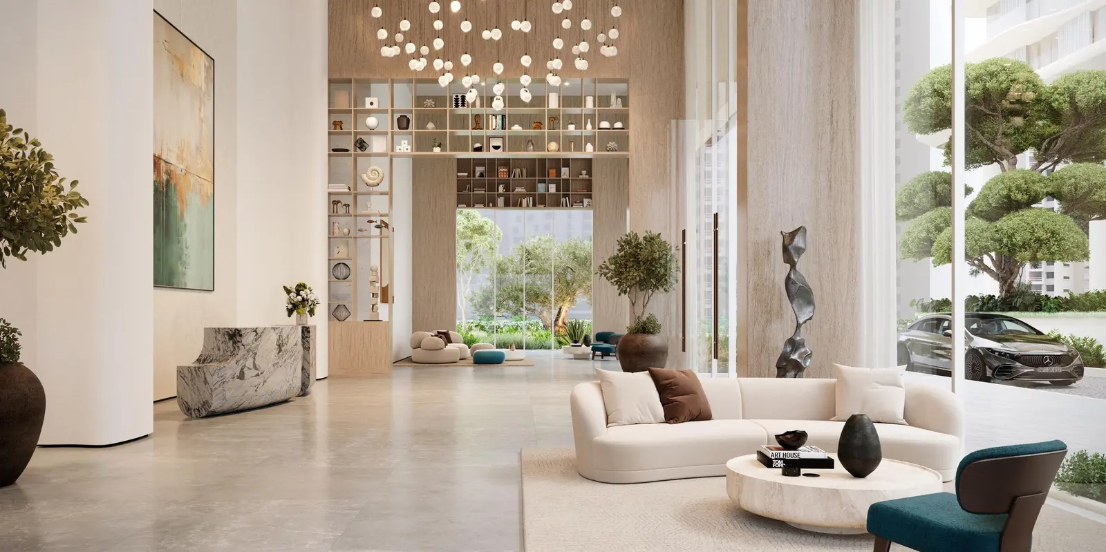 Contemporary interior hallway at Muheira on Reem Island, Abu Dhabi, with stylish lighting and finishes..jpg