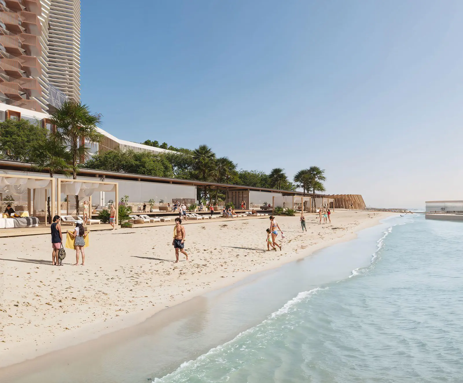 Residents Yoga and relaxing in landscaped communal spaces at Sunstone Sky Tower, Abu Dhabi waterfront apartments..jpg