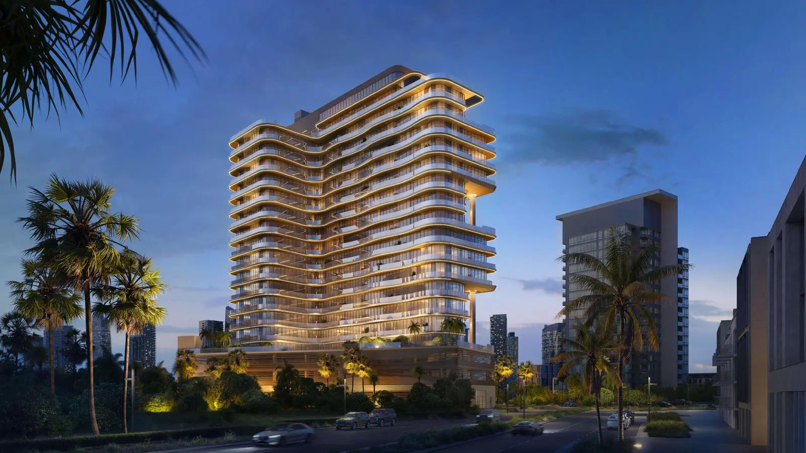 Waterfront view of A1LA Residence on Al Reem Island, Abu Dhabi, emphasizing luxurious island living and serene surroundings.