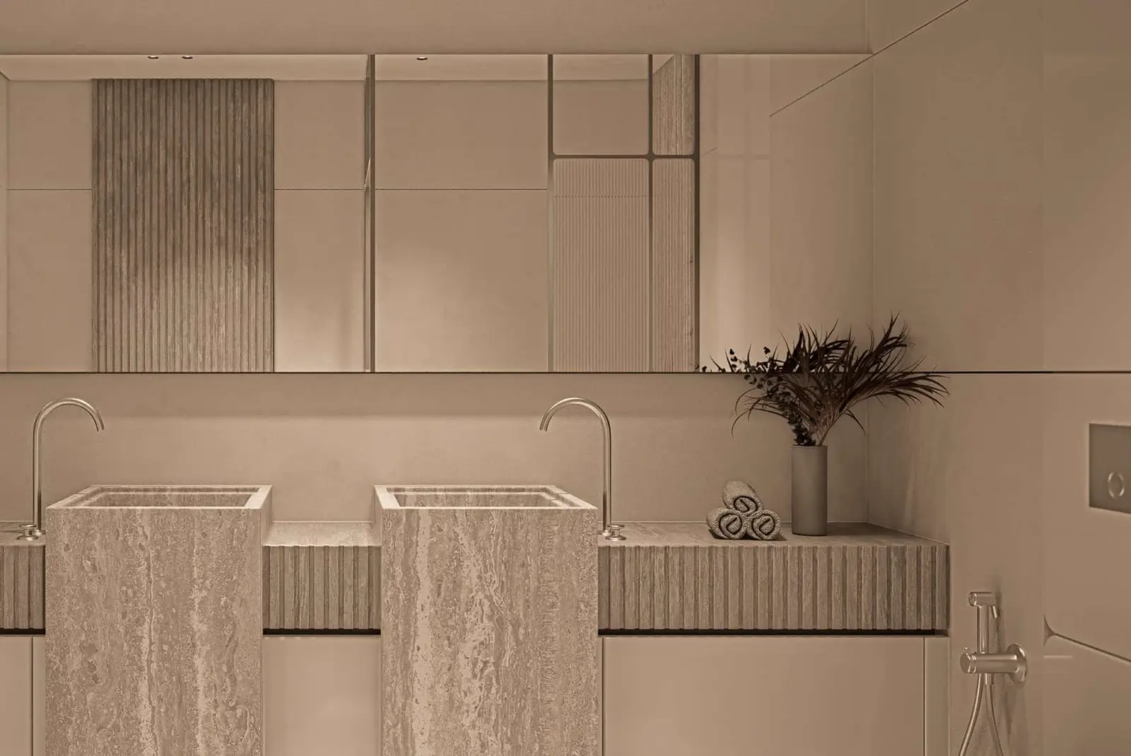Premium bathroom interior at Flow25 Al Reem Island featuring contemporary fixtures, refined finishes, and spa-inspired residential comfort.