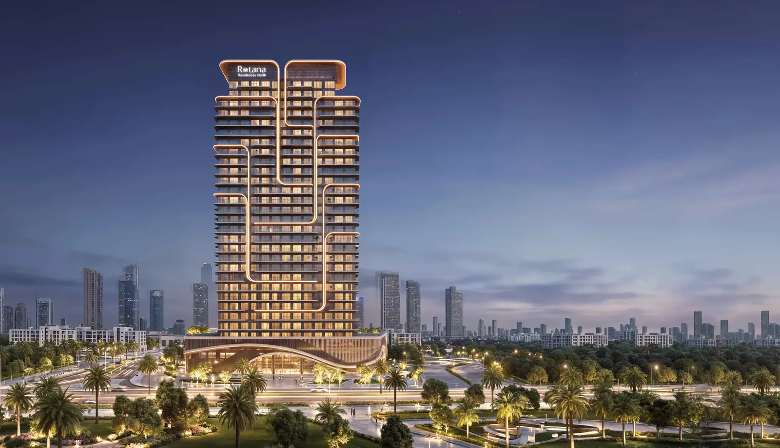 Glass‑balcony façade of Rotana Residences Al Reem Island, Abu Dhabi, UAE featuring modern materials, premium exterior detailing, and panoramic island views