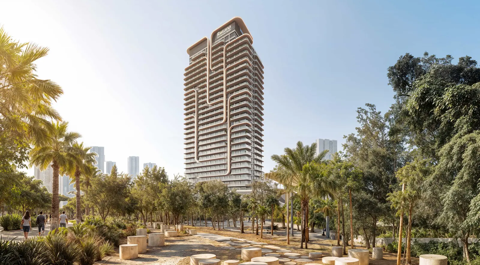 Aerial exterior view of Rotana Residences Al Reem Island, Abu Dhabi, UAE highlighting tower placement, master‑planned community layout, and surrounding waterfront views