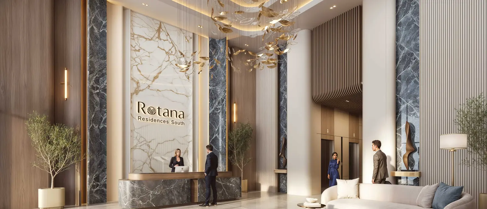 Contemporary kitchen interior at Rotana Residences Al Reem Island, Abu Dhabi, UAE with premium cabinetry, sleek finishes, and high‑quality built‑in appliances