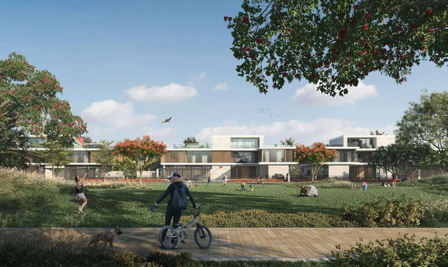 Reem Hills Villas exterior at Al Reem Island showcasing luxury waterfront villas and landscaped community views.