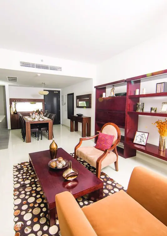 Comfortable family living space inside Horizon Towers on Reem Island.