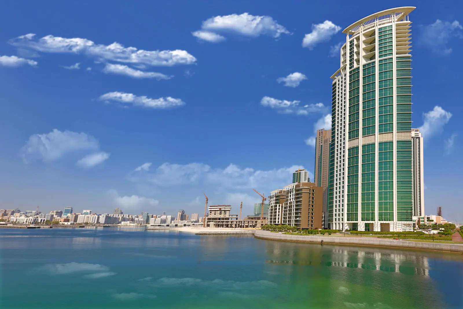 RAK Tower waterfront exterior view overlooking Arabian Gulf Al Reem Island