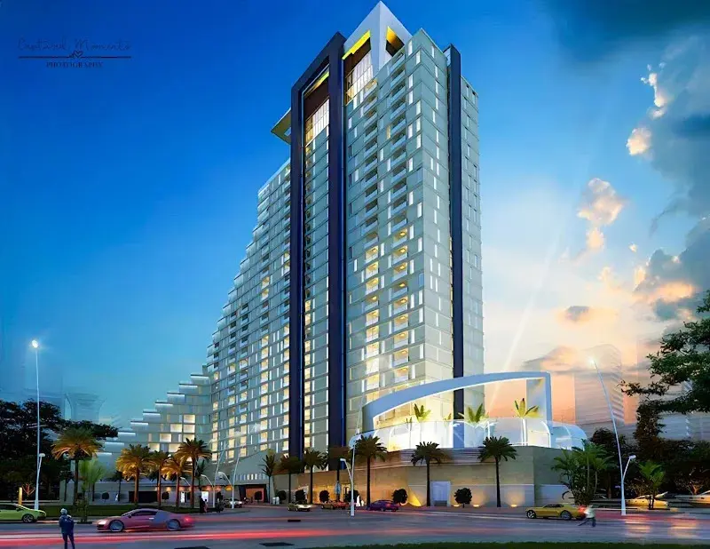 Mangrove Place tower evening view Al Reem Island Abu Dhabi skyline