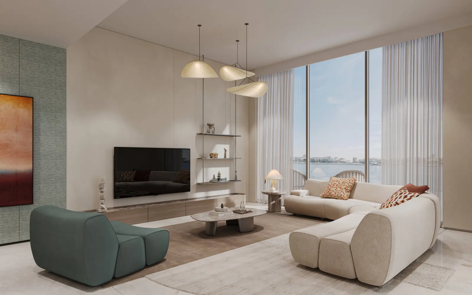 Spacious living room at The Artery Residences featuring modern finishes, warm lighting, and a youthful, contemporary design that reflects the building’s vibrant lifestyle..jpg