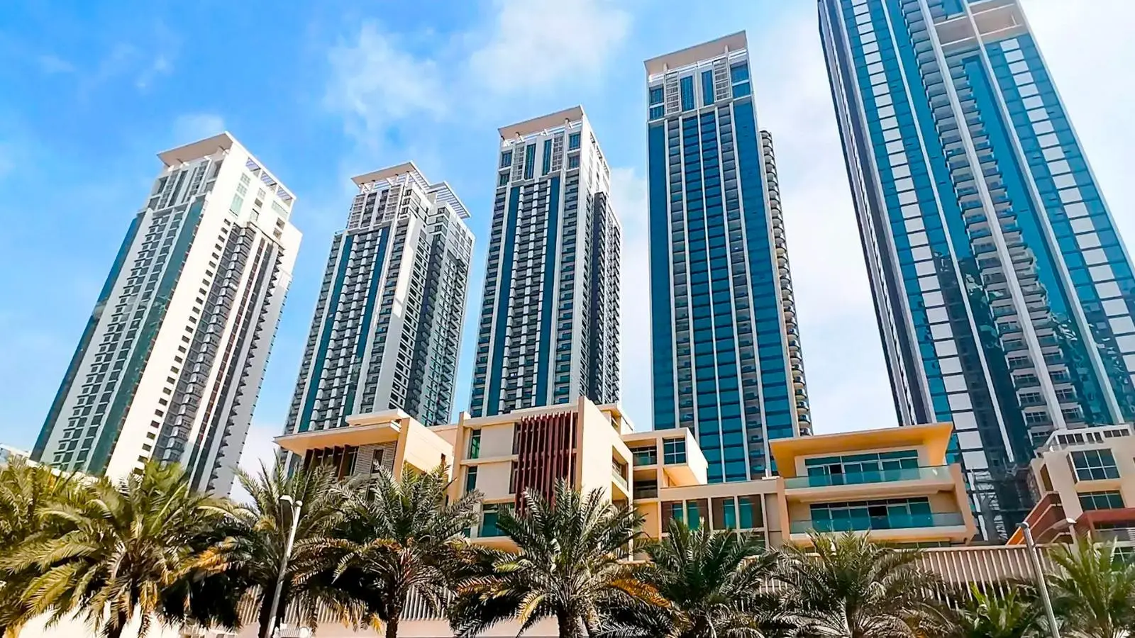 Marina Heights exterior view in Marina Square, Al Reem Island, Abu Dhabi, showcasing modern waterfront residential towers and elegant architecture.