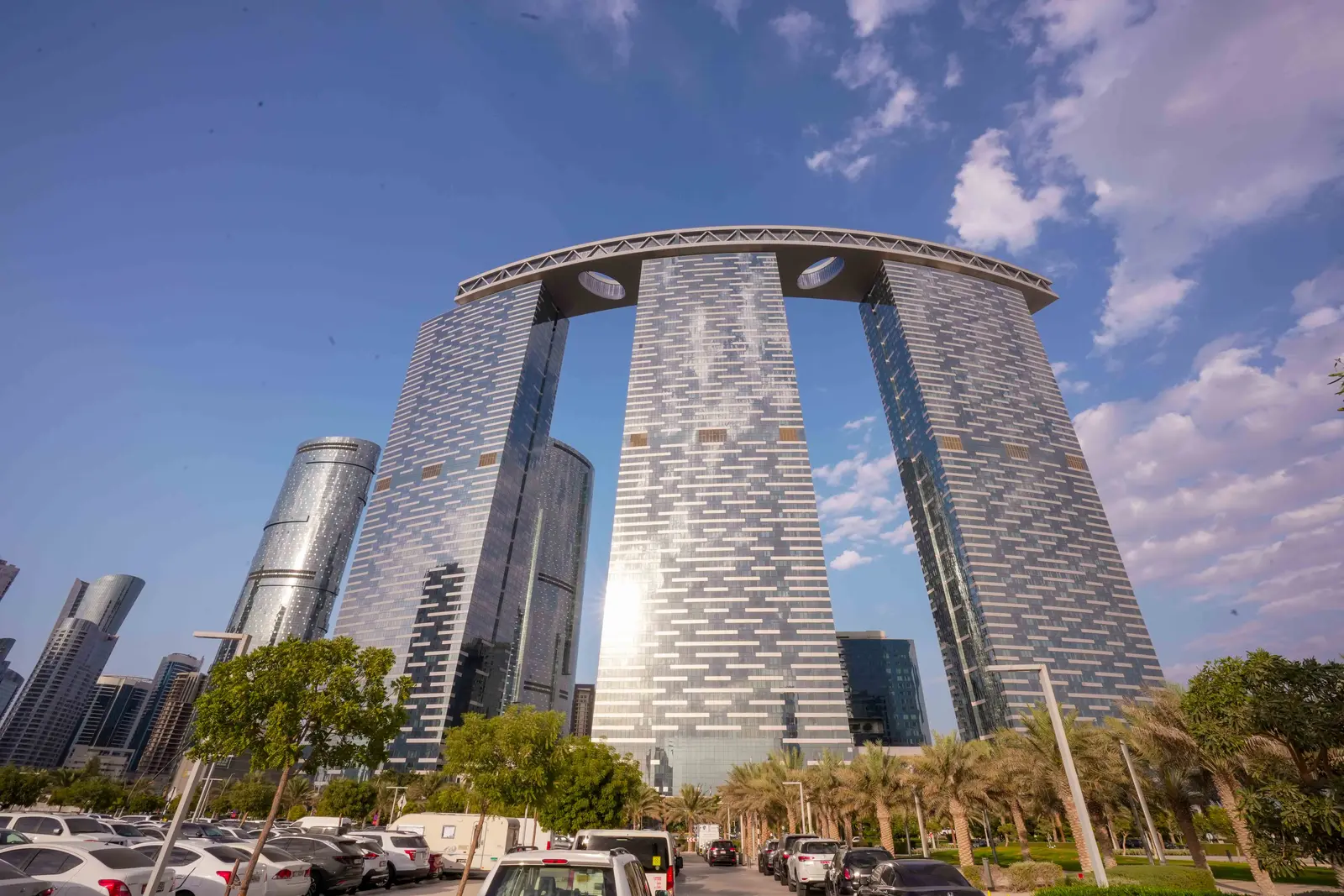 The Gate Towers exterior in The Gate District, Shams Abu Dhabi featuring iconic residential skyscrapers and modern waterfront architecture.