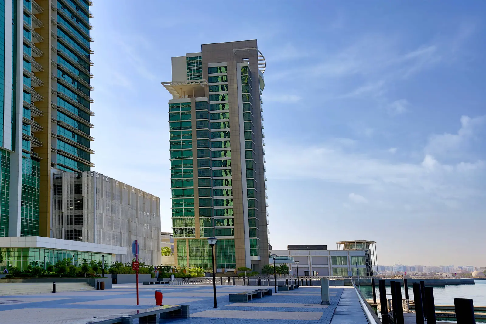 Panoramic marina view from Ocean Terrace Tower apartments on Al Reem Island Abu Dhabi.